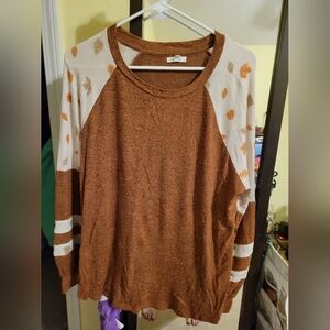 Maurices Rust Sweater With Leaves